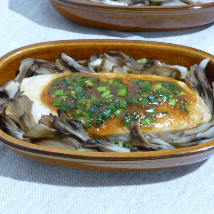 マンダイのレンジ蒸しニラ味噌だれ